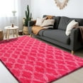 thumbnail image 1 of Luxury Area Rugs for Living Room, 4x5.8 Fluffy Rug Ultra Soft Indoor Carpet for Bedroom, Kids Room, Playroom, Home Decor, Geometric, Hot Pink/White, 1 of 18