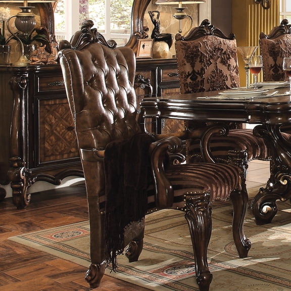 Luxury Arm Chairs (2) - Padding For Seating Comfort Brown Cherry Oak Finish Elegance