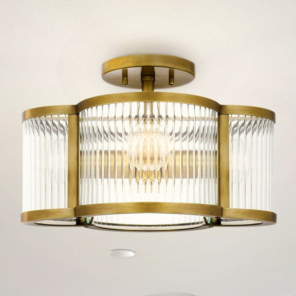 Luxury Art Deco Ceiling Light, Weathered Brass, UQL4480