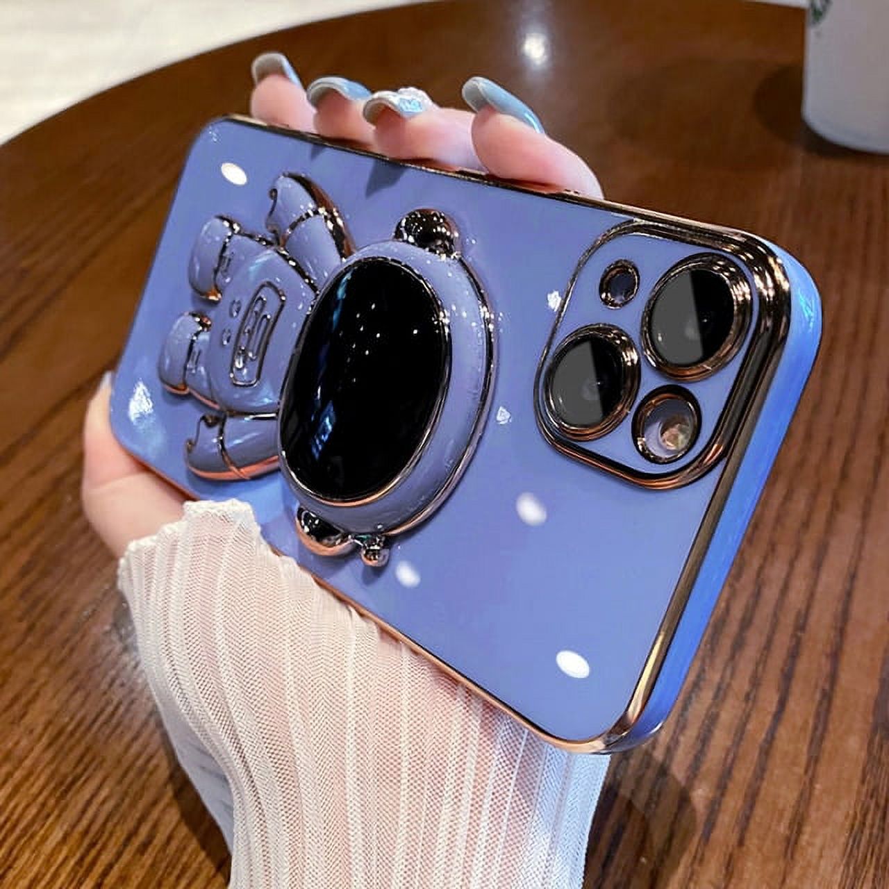 Luxury Astronaut Fold Standing Holder Phone Case for IPhone 15 14 11 12