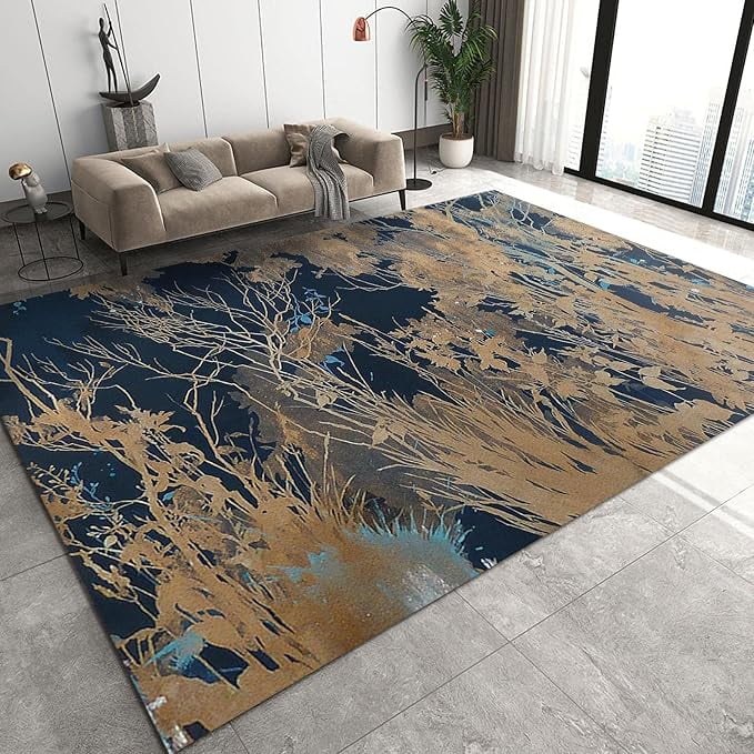 Luxury Autumn Dry Branch Large Rug, Premium Navy Blue Background ...