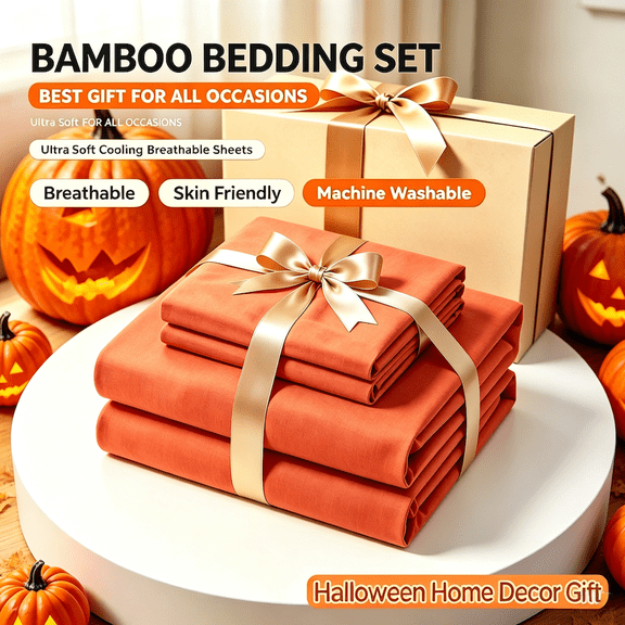 Luxury Bamboo Cooling Sheet Set 3/4 Piece Breathable Moisture-Wicking Bed Linens Luxurious Cloud-like Touch Soft Skin-Friendly-Full
