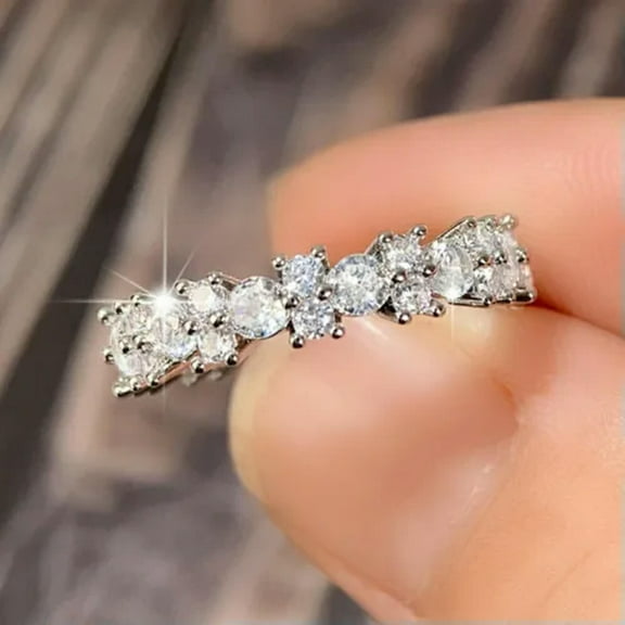 Luxury Band 925 Silver Ring Cubic Zircon Wedding Women Party Jewelry Sz 6-10