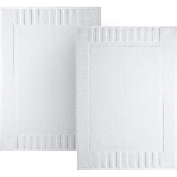 Luxury Bath Mat Floor Towel Set - Absorbent Cotton Hotel Spa Shower/Bathtub Mats [Not a Bathroom Rug] 22"x34" | 2 Pack | Light Grey