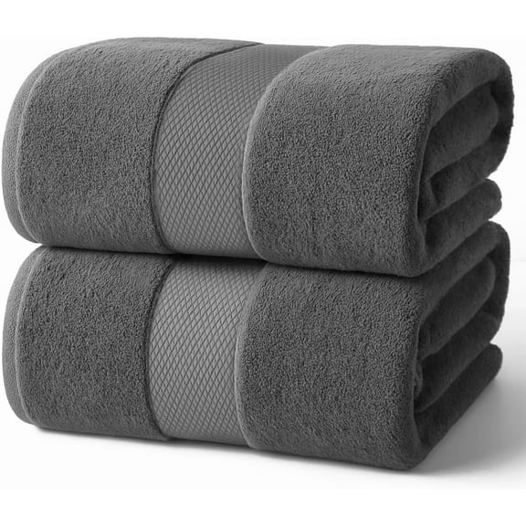 Luxury Bath Sheets Towels – 2 Pack 600 GSM (35X70 Inches)– 100% Ring Spun Cotton Large Bath Towels for Bathroom (Shadow Grey, Bath Sheet Pack of 2)