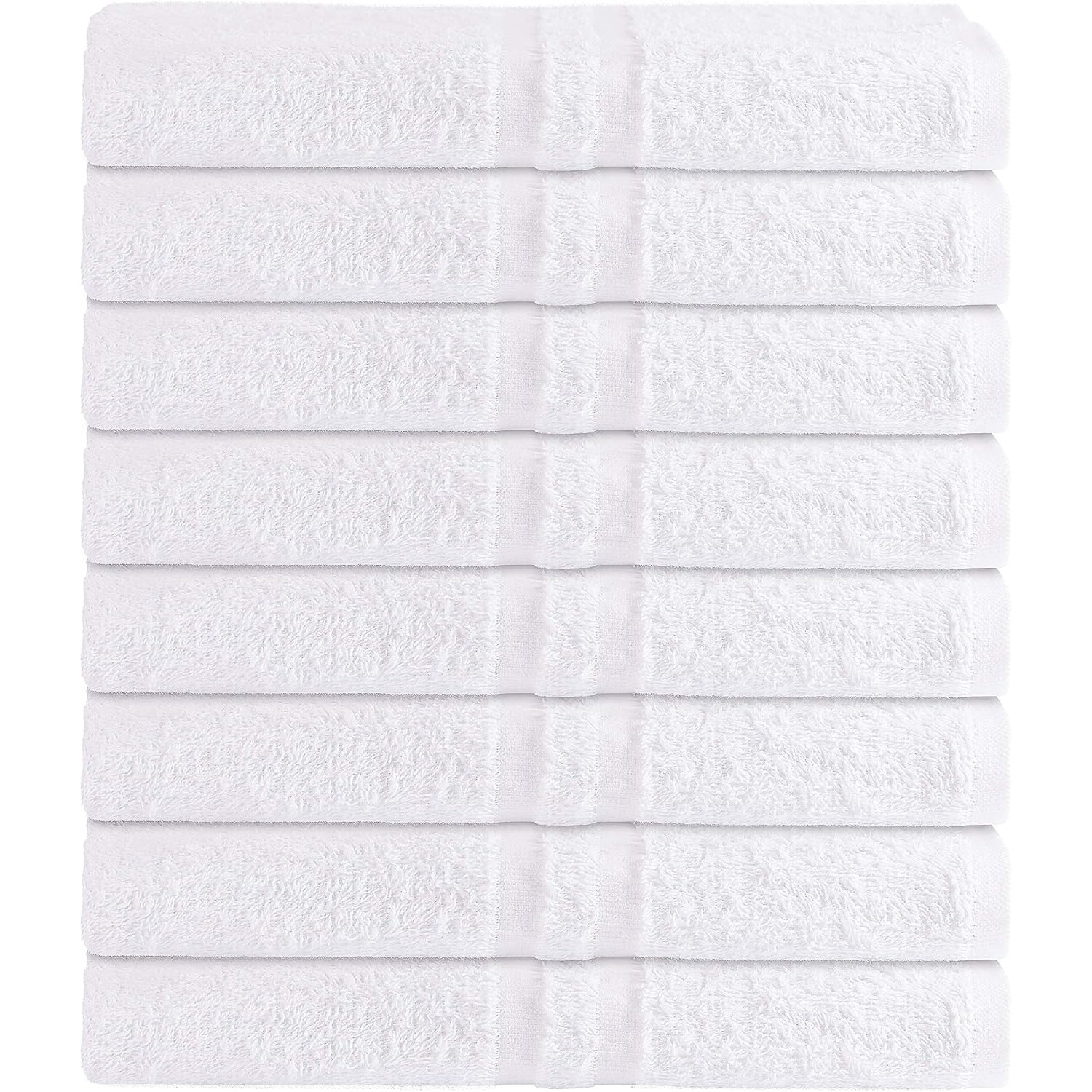 Luxury Bath Towel - White Large Bath Towels Pack for Spa, Gym, Bathroom, Hotel - 86% Cotton 14% Polyester -Super Soft, Thick and Absorbent 24 x 50 Bulk Bath Towel - (8-Pack)