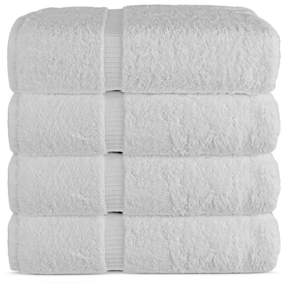 Luxury Bath Towels Set, 27" x 54", Turkish Premium Cotton, Double-Stitched Hem for Longevity, Ideal for Hotels and Home, White