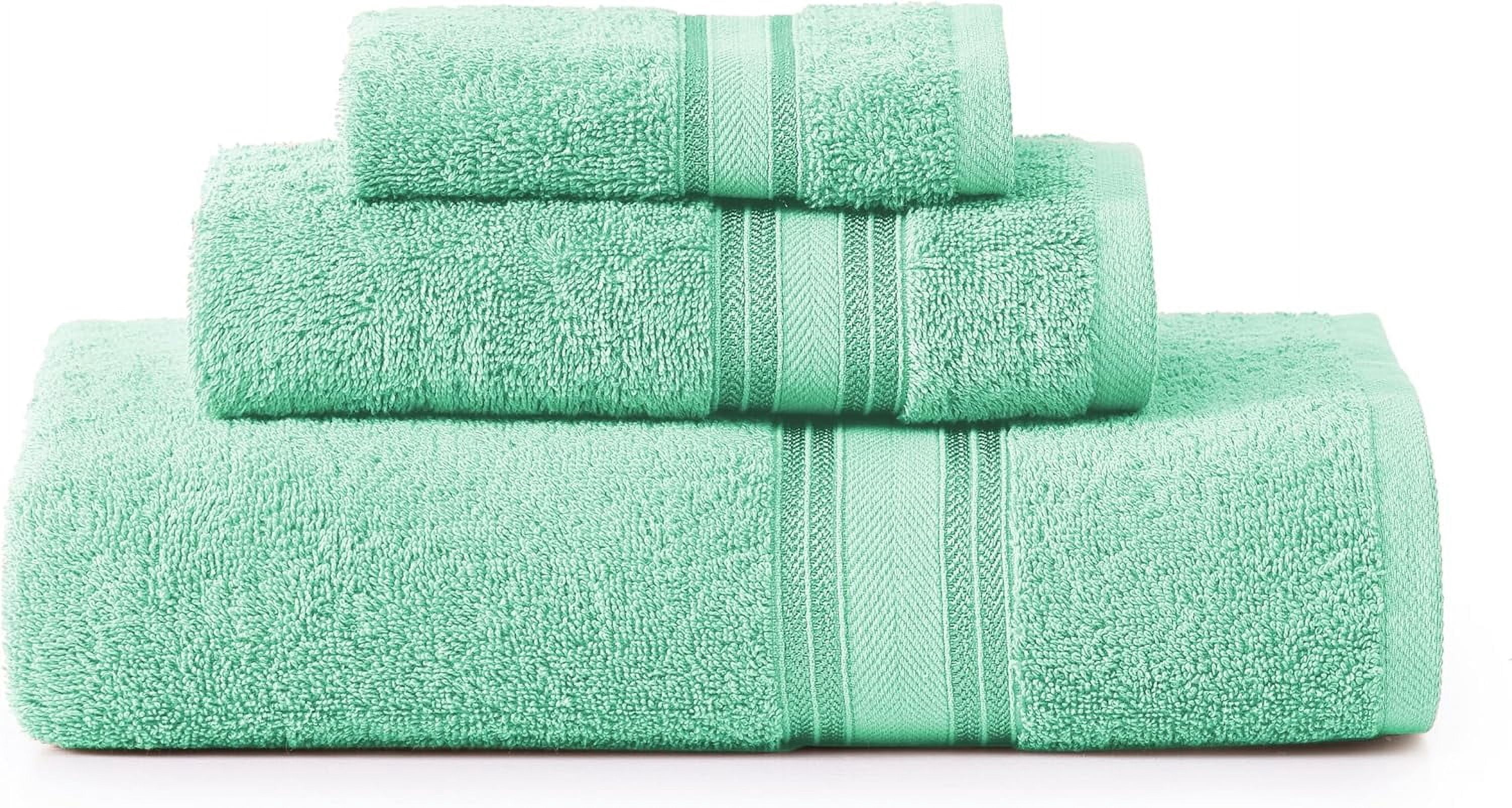 Luxury Bath Towels Set - 3 Piece Set, 100% Cotton Bathroom Towels, Zero Twist, Quick Shower Towels, Absorbent Bath Towel, Super Soft, 1 Bath Towel, 1 Hand Towel, 1 Wash Cloths - Aqua Sky