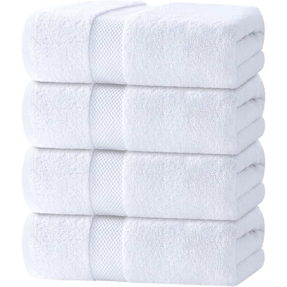 Luxury Bath Towels Set of 4 Large - 700 GSM Turkish Cotton Ultra Soft Bath Towels 27x54 | Highly Absorbent and Quick Dry | Hotel Towels for Bathroom Luxury, Plush Shower Towels, White
