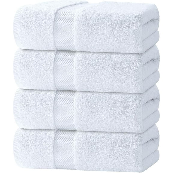 MY Luxury Bath Towels Set of 4 Large - 700 GSM Turkish Cotton Ultra Soft Bath Towels 27x54 | Highly Absorbent and Quick Dry | Hotel Towels for Bathroom Luxury, Plush Shower Towels, White
