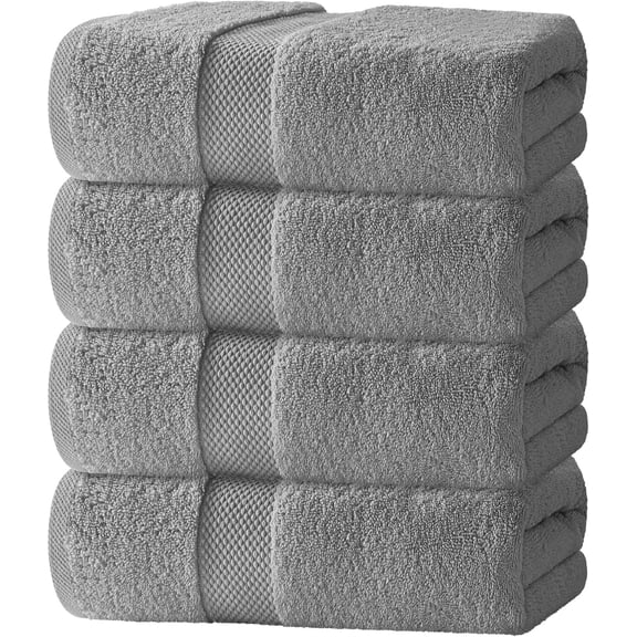 Luxury Bath Towels Set of 4 Large - 700 GSM Ultra Soft Bath Towels 27x54 | Highly Absorbent and Quick Dry | Hotel Towels for Bathroom Luxury, Plush Shower Towels, Light Grey
