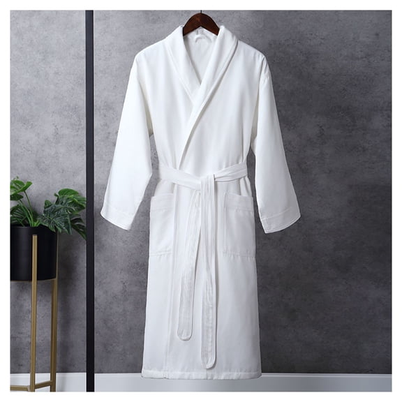 Luxury Bathrobes Robe, Dressing Gown Women Mens Cotton Double Layer Bath Robe Kimono Bathrobe Lightweight Pajamas Couples Nightgowns Sleepwear For Hotel Spa Shower