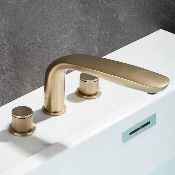 Luxury Bathroom Faucet Cold and Hot Water Tap Brushed Gold Split Three Hole Basin Faucet Solid Brass Washbasin Water Mixer