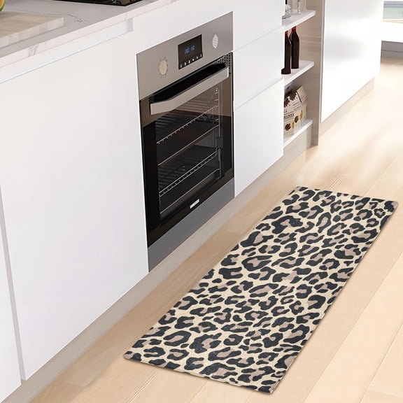 Luxury Bathroom Rug 39"x20" Non Slip Bedroom Mat Plush Shaggy Soft Absorbent Bath Rugs Washable Carpet for Kitchen Shower and Tub Cheetah Brown Leopard