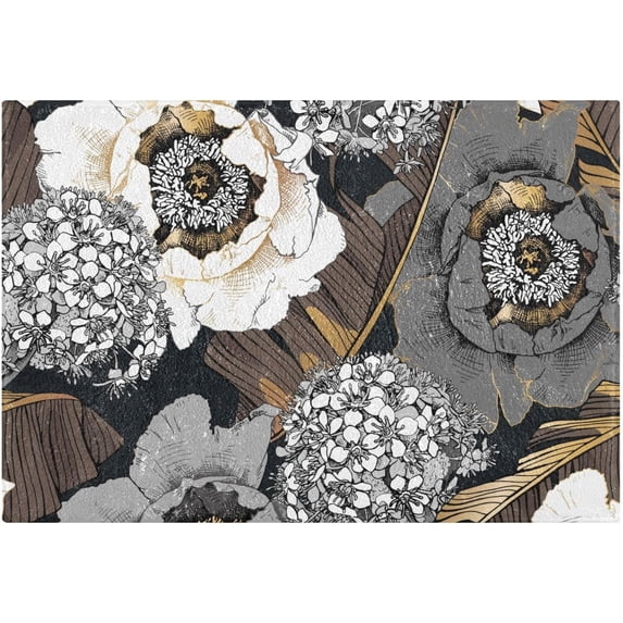 Luxury Bathroom Rug Mat 17.3"x13.4", Extra Soft and Absorbent Microfiber Bath Rugs, Non-Slip Bath Carpet, Machine Wash Dry, Bath Mats for Bathroom Floor, Tub and Shower-Vintage Luxury Flower