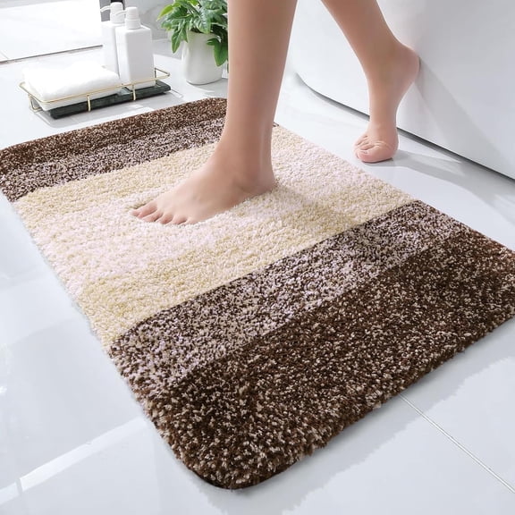 Sortora Luxury Bathroom Rug Mat 24x16, Extra Soft and Absorbent Microfiber Bath Rugs, Non-Slip Plush Shaggy Bath Carpet, Machine Wash Dry, Bath Mats for Bathroom Floor, Tub and Shower, Brown