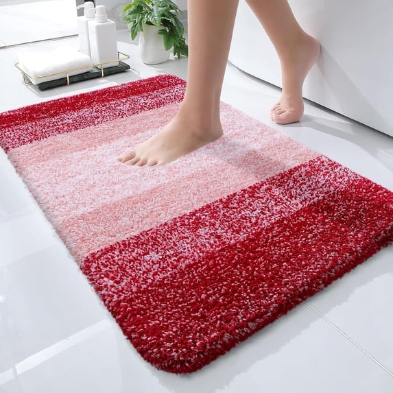 Sortora Luxury Bathroom Rug Mat 24x16, Extra Soft and Absorbent Microfiber Bath Rugs, Non-Slip Plush Shaggy Bath Carpet, Machine Wash Dry, Bath Mats for Bathroom Floor, Tub and Shower, Burgundy