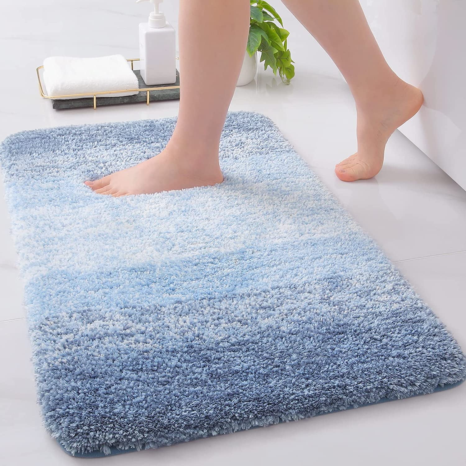 Luxury Bathroom Rug Mat 24x16, Extra Soft and Absorbent Microfiber Bath ...
