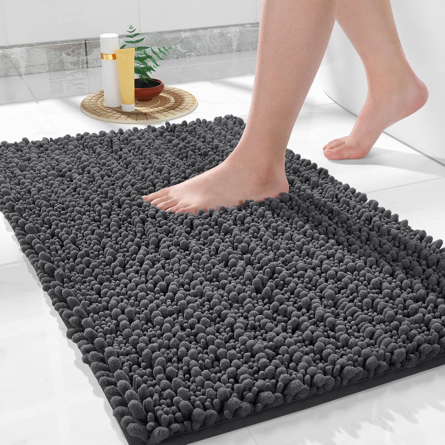 Luxury Bathroom Rug Mat 24x17, Extra Soft & Absorbent Bath Rugs, Non ...