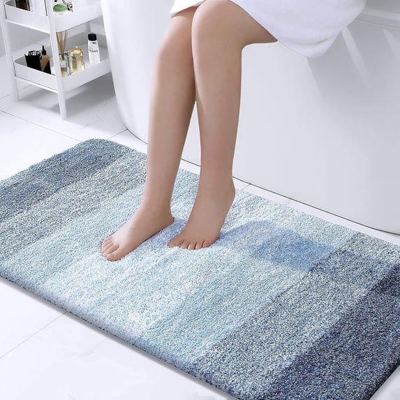 Sortora Luxury Bathroom Rug Mat 24x47, Extra Soft and Absorbent Microfiber Bath Rugs, Non-Slip Plush Shaggy Bath Carpet, Machine Wash Dry, Bath Mats for Bathroom Floor, Tub and Shower, Blue