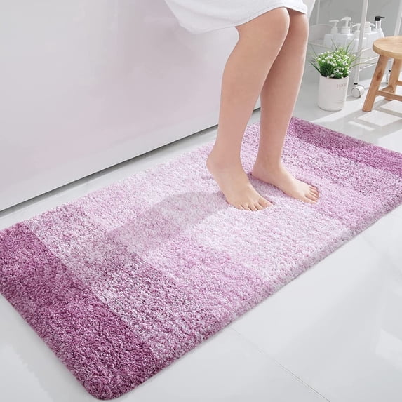 Sortora Luxury Bathroom Rug Mat 24x47, Extra Soft and Absorbent Microfiber Bath Rugs, Non-Slip Plush Shaggy Bath Carpet, Machine Wash Dry, Bath Mats for Bathroom Floor, Tub and Shower, Purple