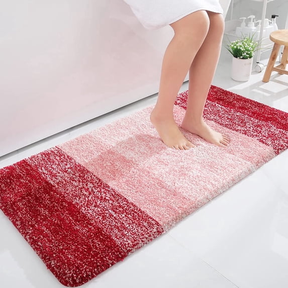 Sortora Luxury Bathroom Rug Mat 24x47, Extra Soft and Absorbent Microfiber Bath Rugs, Non-Slip Plush Shaggy Bath Carpet, Machine Wash Dry, Bath Mats for Bathroom Floor, Tub and Shower, Burgundy