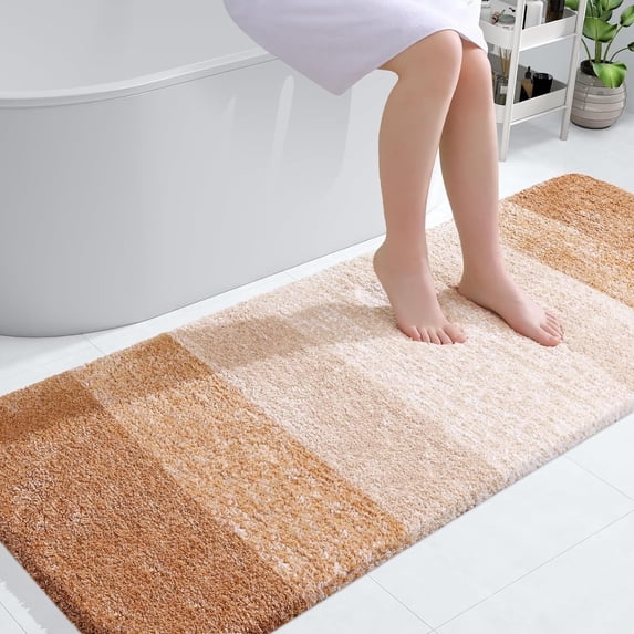 Sortora Luxury Bathroom Rug Mat 24x59, Extra Soft and Absorbent Microfiber Bath Rugs, Non-Slip Plush Shaggy Bath Carpet, Machine Wash Dry, Bath Mats for Bathroom Floor, Tub and Shower, Beige