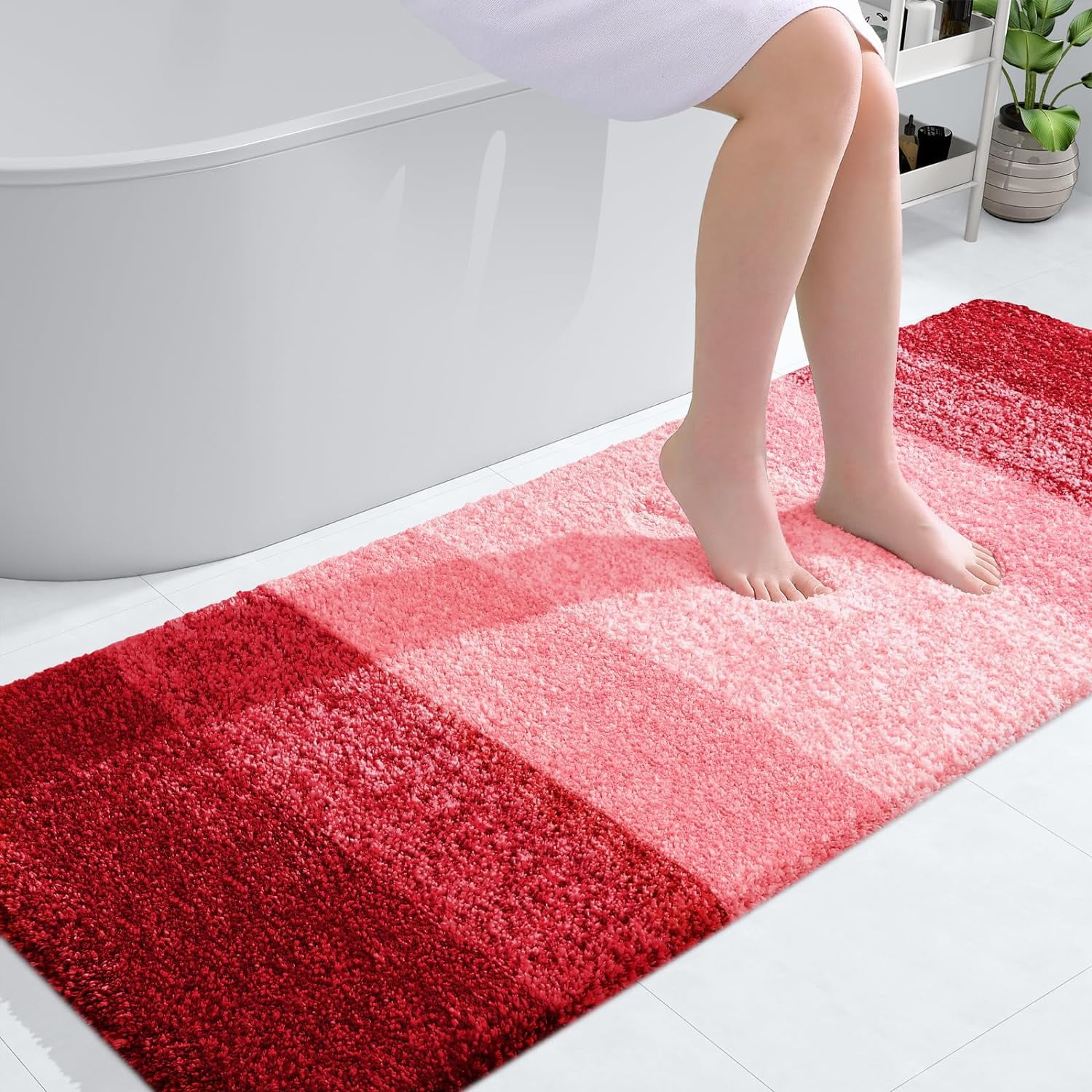 Ruggnovea Bathroom Runner Rug 24x59 Inch - Plush, Absorbent & Non-Slip Bath Mat (Blue) - View #8