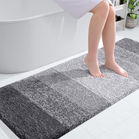 Sortora Luxury Bathroom Rug Mat 24x59, Extra Soft and Absorbent Microfiber Bath Rugs, Non-Slip Plush Shaggy Bath Carpet, Machine Wash Dry, Bath Mats for Bathroom Floor, Tub and Shower, Gray