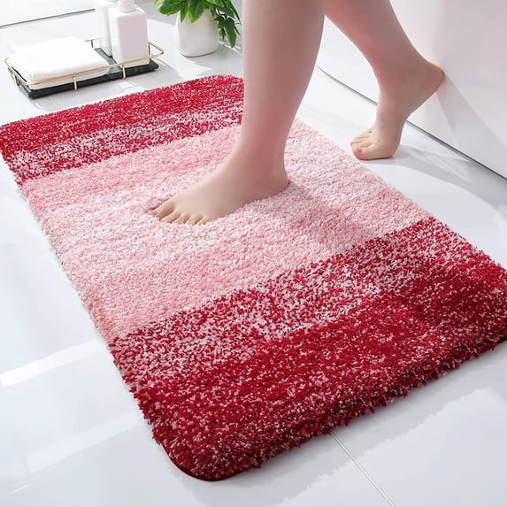 Luxury Bathroom Rug Mat, Extra Soft and Absorbent Bath Rugs, Non-Slip Plush Shaggy Bath Carpet, Machine Wash Dry, Bath Mats for Bathroom Floor, Tub and Shower, 24x16, Red