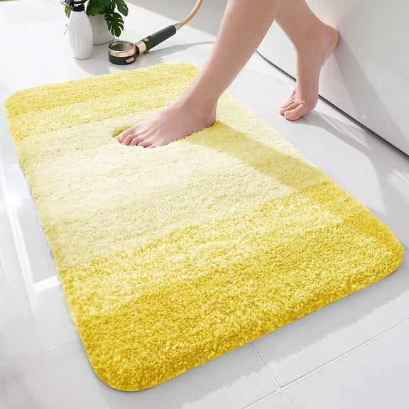 Luxury Bathroom Rug Mat, Extra Soft and Absorbent Bath Rugs, Non-Slip Plush Shaggy Bath Carpet, Machine Wash Dry, Bath Mats for Bathroom Floor, Tub and Shower, 24x16, Yellow