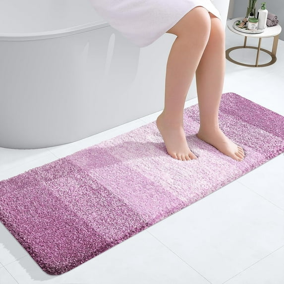 Luxury Bathroom Rug Mat, Extra Soft and Absorbent Bath Rugs, Non-Slip Plush Shaggy Bath Carpet Runner, Machine Wash Dry, Bath Mats for Bathroom Floor, Tub and Shower, 47x17, Purple