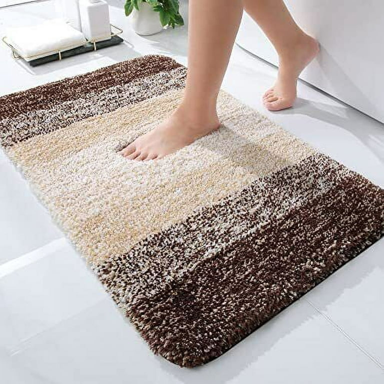 Luxury Bathroom Rug Mat Extra Soft and Absorbent Microfiber Bath Rugs Brown