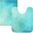 thumbnail image 1 of Luxury Bathroom Rug Set 2 PCS, Abstract Geometric Blue Background Soft Absorbent Bath Rug and U-Shaped Toilet Rug, Non-Slip Bath Carpet Bath Mats for Bathroom, 17.3"x13.4"+23.6"x15.7", 1 of 4