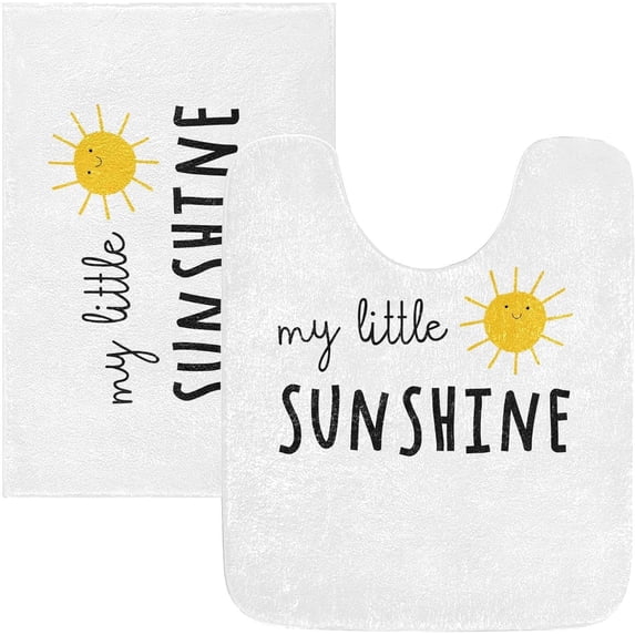 Luxury Bathroom Rug Set 2 PCS, My Little Sunshine Soft Absorbent Bath Rug and U-Shaped Toilet Rug, Non-Slip Bath Carpet, Machine Wash Dry, Bath Mats for Bathroom, 17.3"x13.4"+23.6"x15.7"