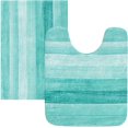 thumbnail image 1 of Luxury Bathroom Rug Set 2 PCS, Teal Turquoise Green Painted Wood Soft Absorbent Bath Rug and U-Shaped Toilet Rug, Non-Slip Bath Carpet Bath Mats for Bathroom, 17.3"x13.4"+23.6"x15.7", 1 of 4