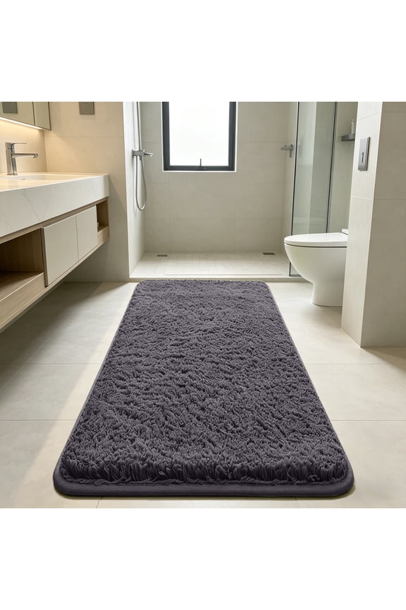 Luxury Bathroom Rug Shaggy Bath Mat 16 x 48 Inch, Washable Non Slip Bath Rugs for Bathroom Shower, Soft Plush Chenille Absorbent Carpets Mats