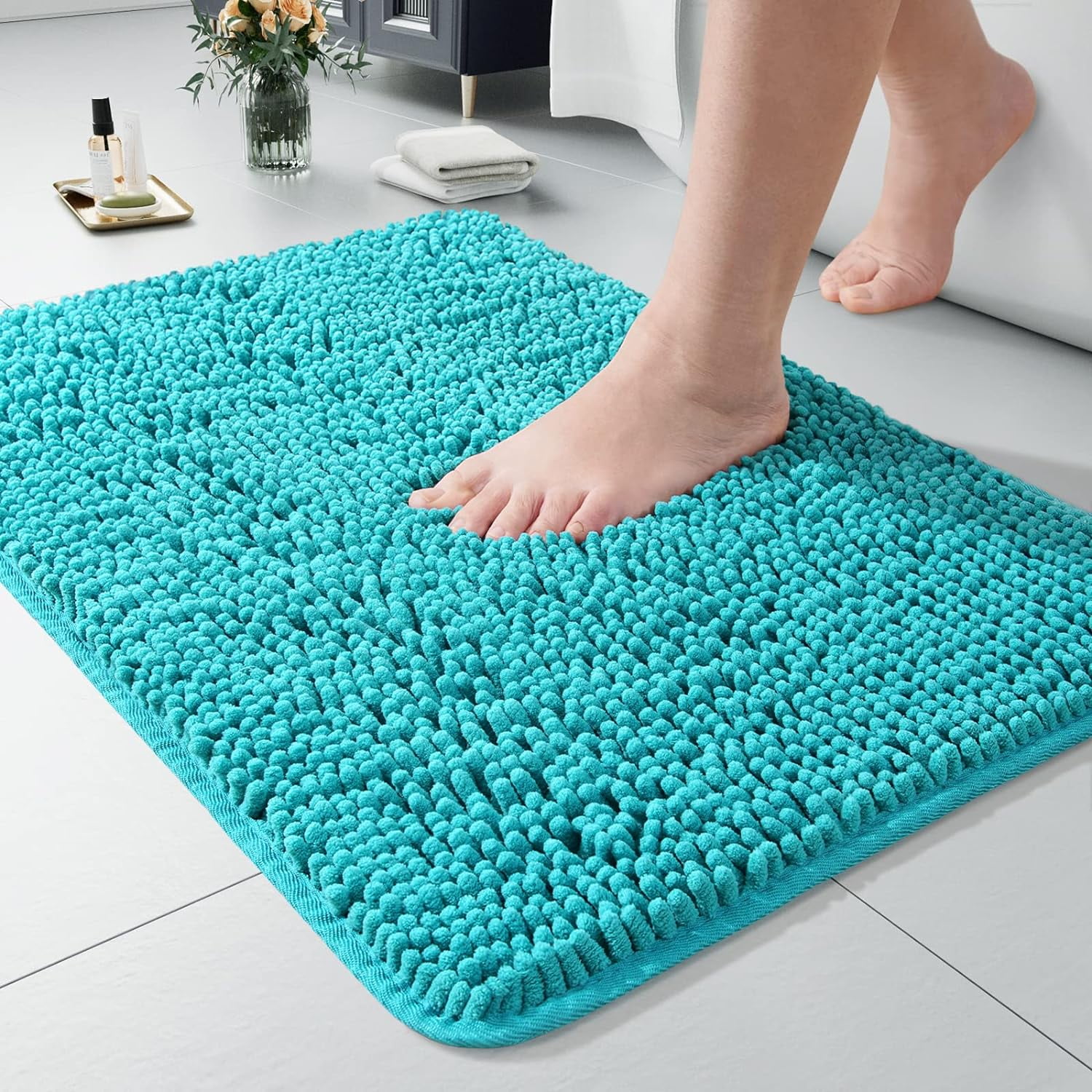 Luxury Bathroom Rug Shaggy Bath Mat 24 x 17 Inch, Washable Non Slip ...
