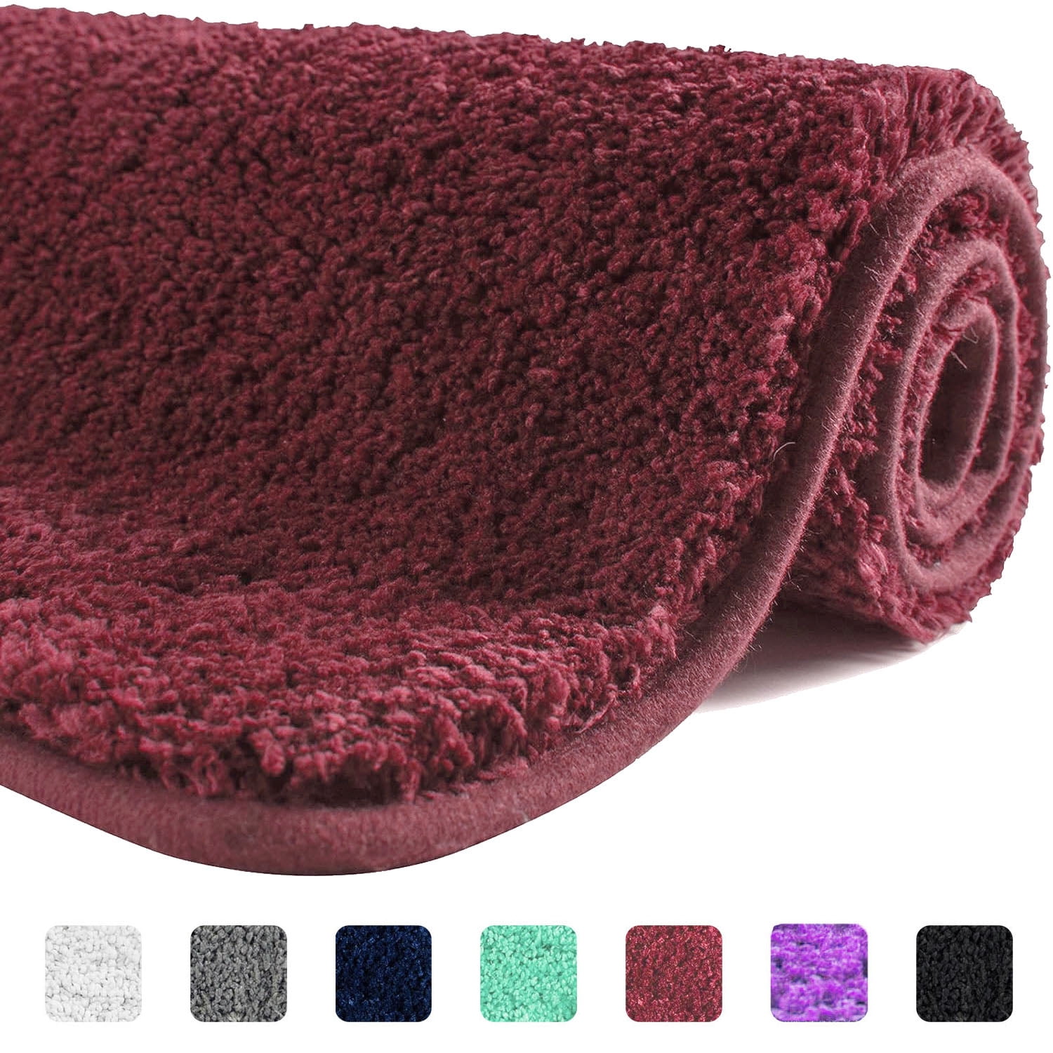 Luxury Bathroom Rugs Non Slip, Large Claret Bath Rugs for Bathroom