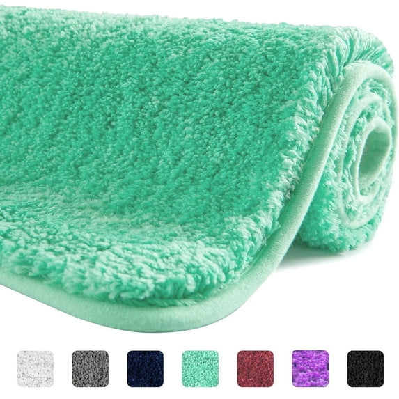Luxury Bathroom Rugs Non Slip, Large Cyan Bath Rugs for Bathroom Decor, Water Absorbent and Thick Shower Floor Mats, Machine Washable Bath Mat Runner