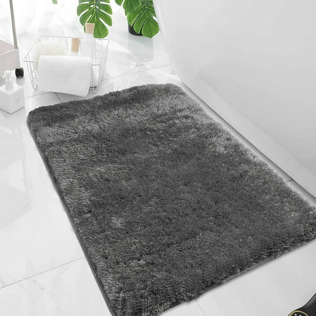Luxury Bathroom Rugs Non Slip, Large Gray Bath Rugs for Bathroom Decor, Water Absorbent and