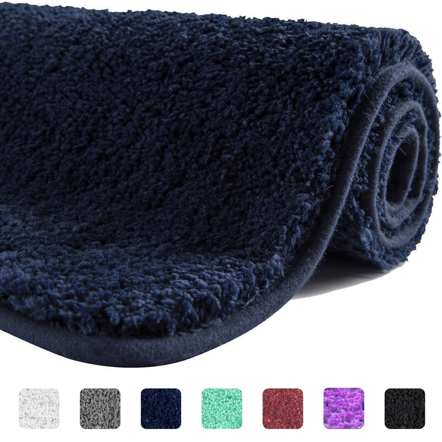 Luxury Bathroom Rugs Non Slip, Large Navy Bath Rugs for Bathroom Decor
