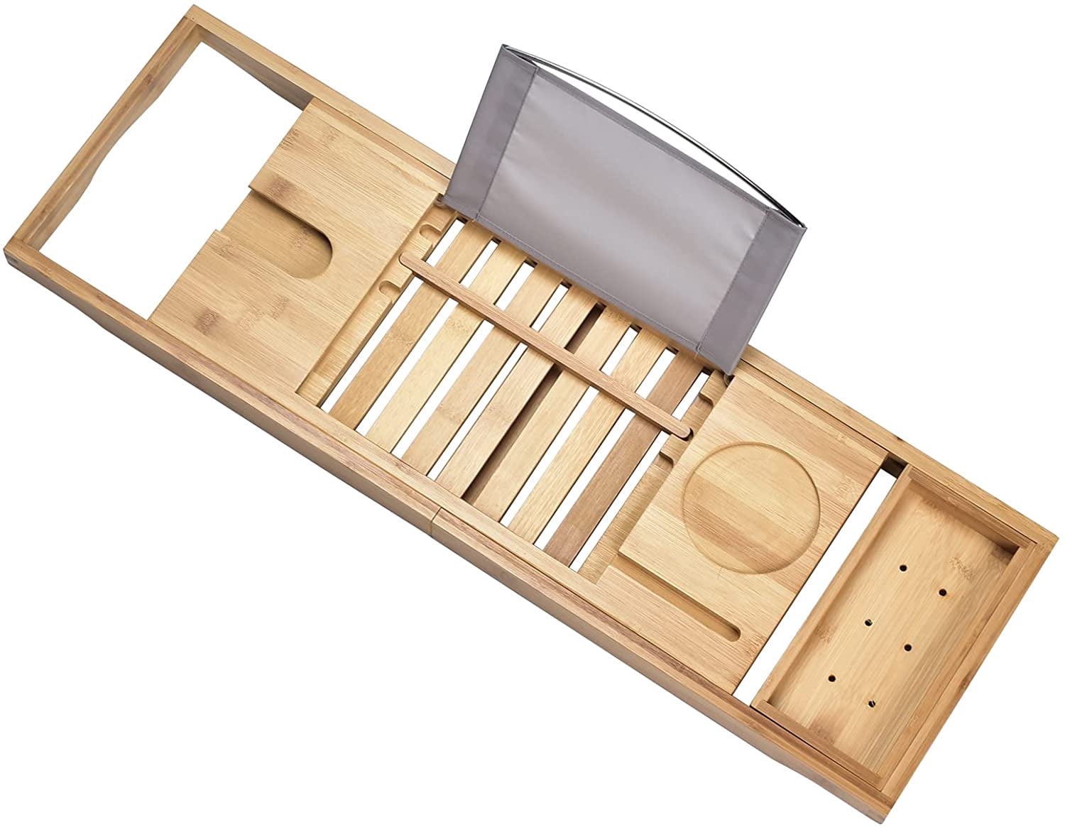 Luxury Bamboo Bathtub Caddy Tray - Expandable Bath Tub Table Organizer ...