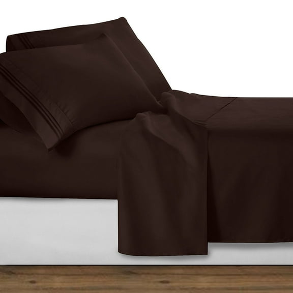 Luxury Bed Sheet Set ! Celine Linen Chain Design 1500 Series Wrinkle and Fade Resistant 3-Piece Bed Sheet set, Deep Pocket, HypoAllergenic - Twin, Chocolate Brown