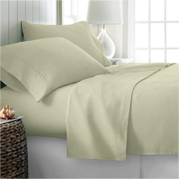 Luxury Bed Sheets Set - 800 Thread Count 100% Egyptian Cotton Sheets - 4 Piece Sheet Set Fits Mattress Upto 24 Inch Deep Pocket Sateen Weave for Soft Fitted Sheet - Ivory Solid Queen Size