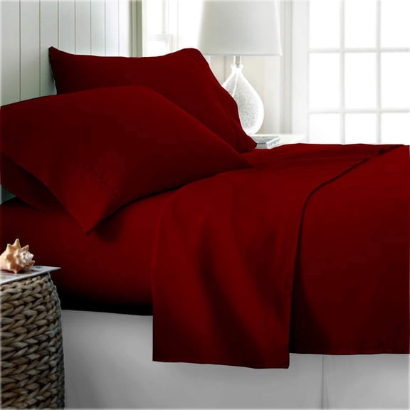 Luxury Bed Sheets Set - 800 Thread Count 100% Egyptian Cotton Sheets - 4 Piece Sheet Set Fits Mattress Upto 24 Inch Deep Pocket Sateen Weave for Soft Fitted Sheet - Burgundy Solid Full Size