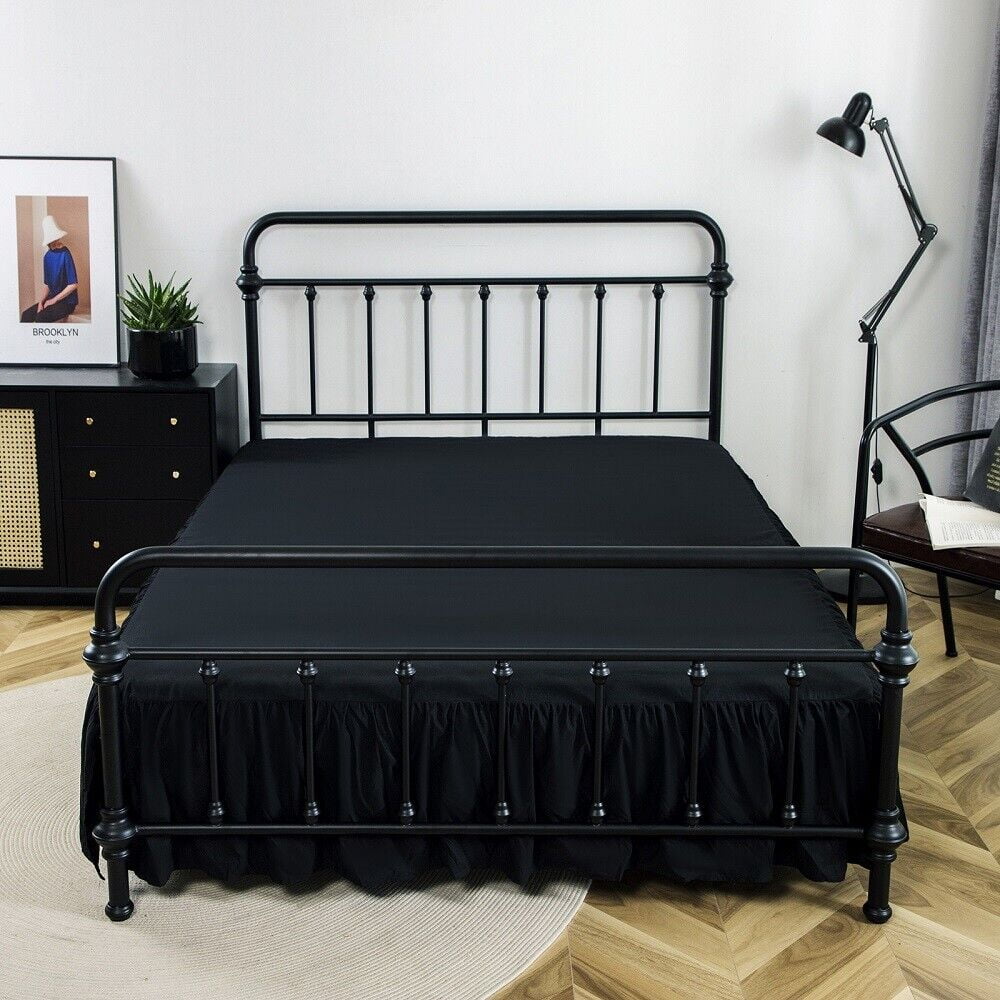 Luxury Bed Skirt 14" Drop Super Solid Microfiber Pleated Premium Wrinkle Free