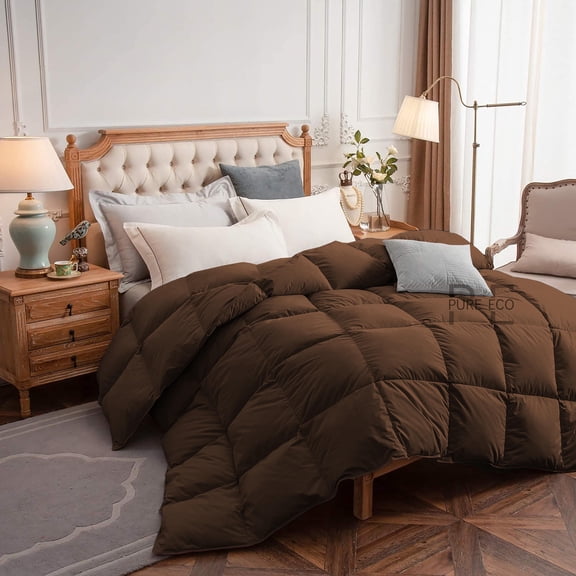 Luxury Bedding Comforter Alaskan King 120X132, Duvet Insert, Quilted Comforter with Corner Tabs, Lightweight Quilt, Down Alternative Hotel Comforter Oversized Alaskan King 120X132 Brown
