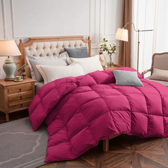 Luxury Bedding Comforter Alaskan King 120X132, Duvet Insert, Quilted Comforter with Corner Tabs, Lightweight Quilt, Down Alternative Hotel Comforter Oversized Alaskan King 120X132 Hot Pink