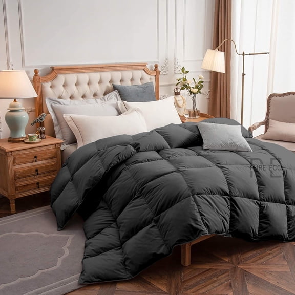 Luxury Bedding Comforter Oversized King 120X120, Duvet Insert, Quilted Comforter with Corner Tabs, Lightweight Quilt, Down Alternative Hotel Comforter Oversized King 120X120 Dark Grey